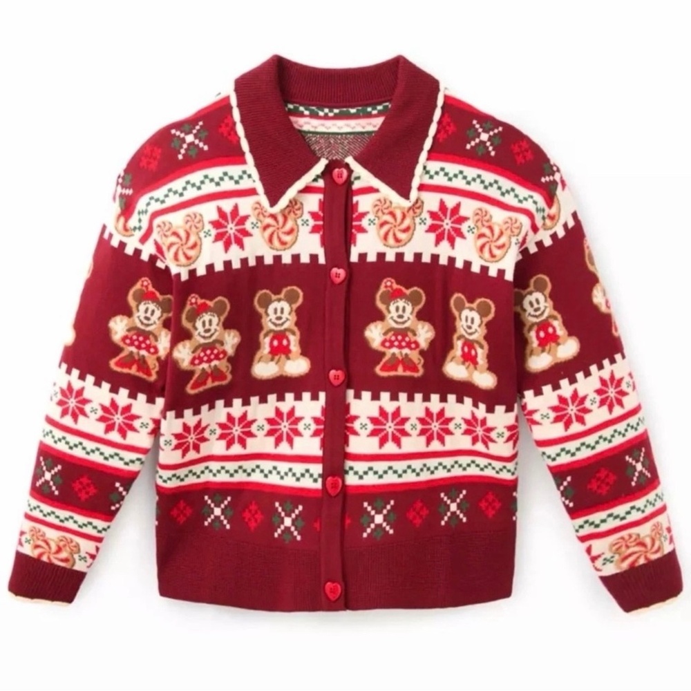NWT Her Universe Mickey and Minnie Mouse‎ Gingerbread Fair Isle Cardigan 1X